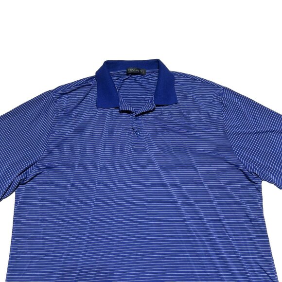Tapulco Polo Shirt Mens XL Navy Blue Stripe Performance Stretch Golf Casual - Picture 2 of 7